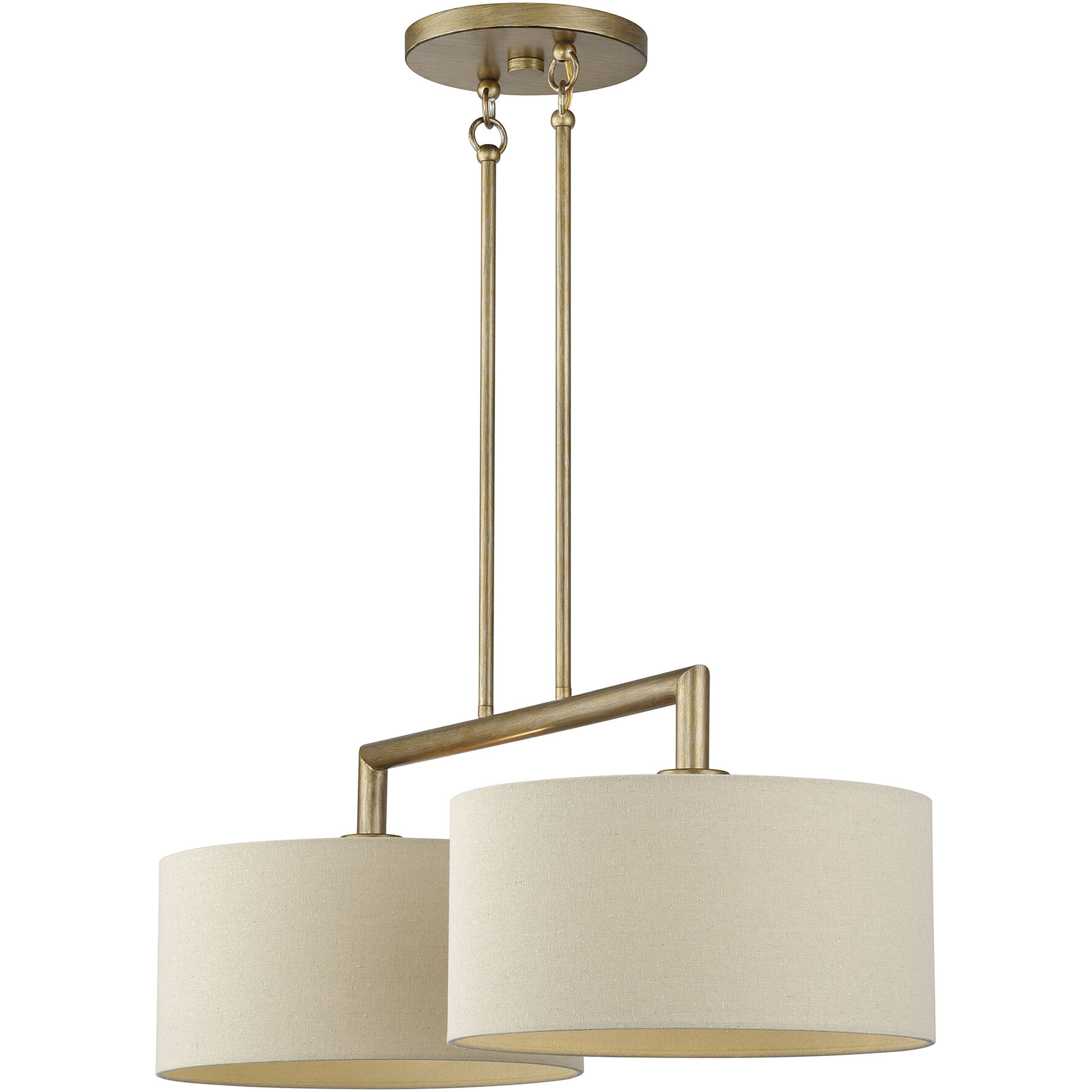 Bellingham 2 Light 35 inch Antique Gold Leaf Linear Chandelier Ceiling Light, Large