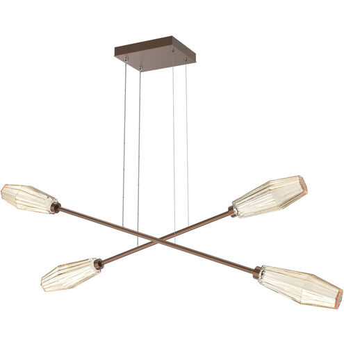 Aalto LED Burnished Bronze Linear Multi-Pendant Ceiling Light in 3000K LED, Amber, Double Moda