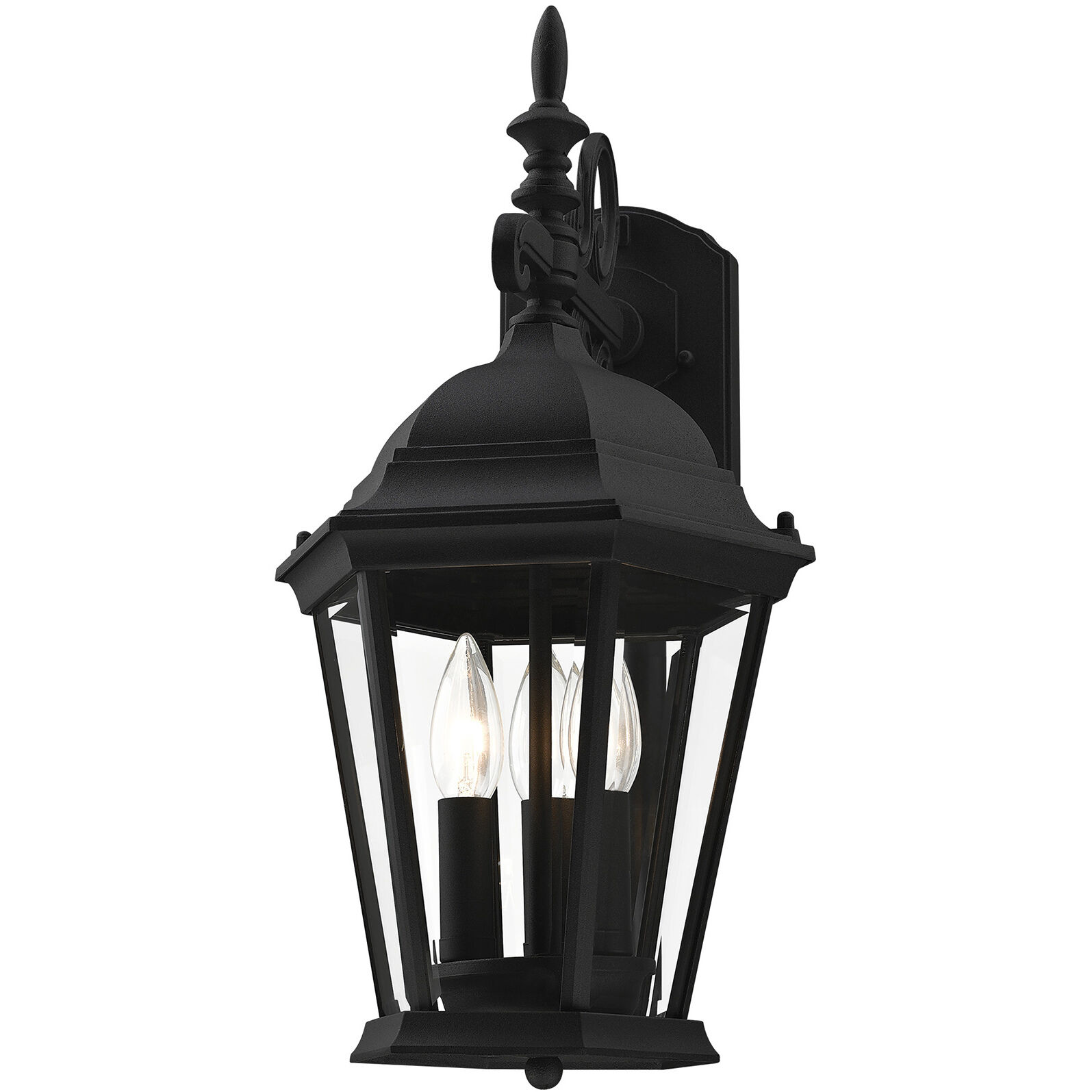 Hamilton 3 Light 19 inch Textured Black Outdoor Wall Lantern