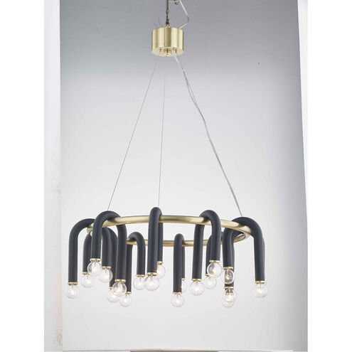 Whit 20 Light 29 inch Aged Brass/Black Chandelier Ceiling Light