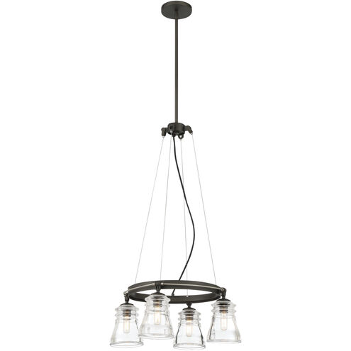 Graham Avenue 4 Light Smoked Iron/Brushed Nickel Chandelier Ceiling Light