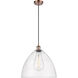 Ballston Dome 1 Light 16 inch Antique Copper Pendant Ceiling Light in Seedy Glass