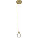 Georgia LED 4 inch Antique Brushed Brass and Crystal Clear Pendant Ceiling Light