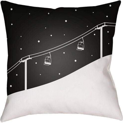 Ski Lift 18 X 18 inch Black and White Outdoor Throw Pillow