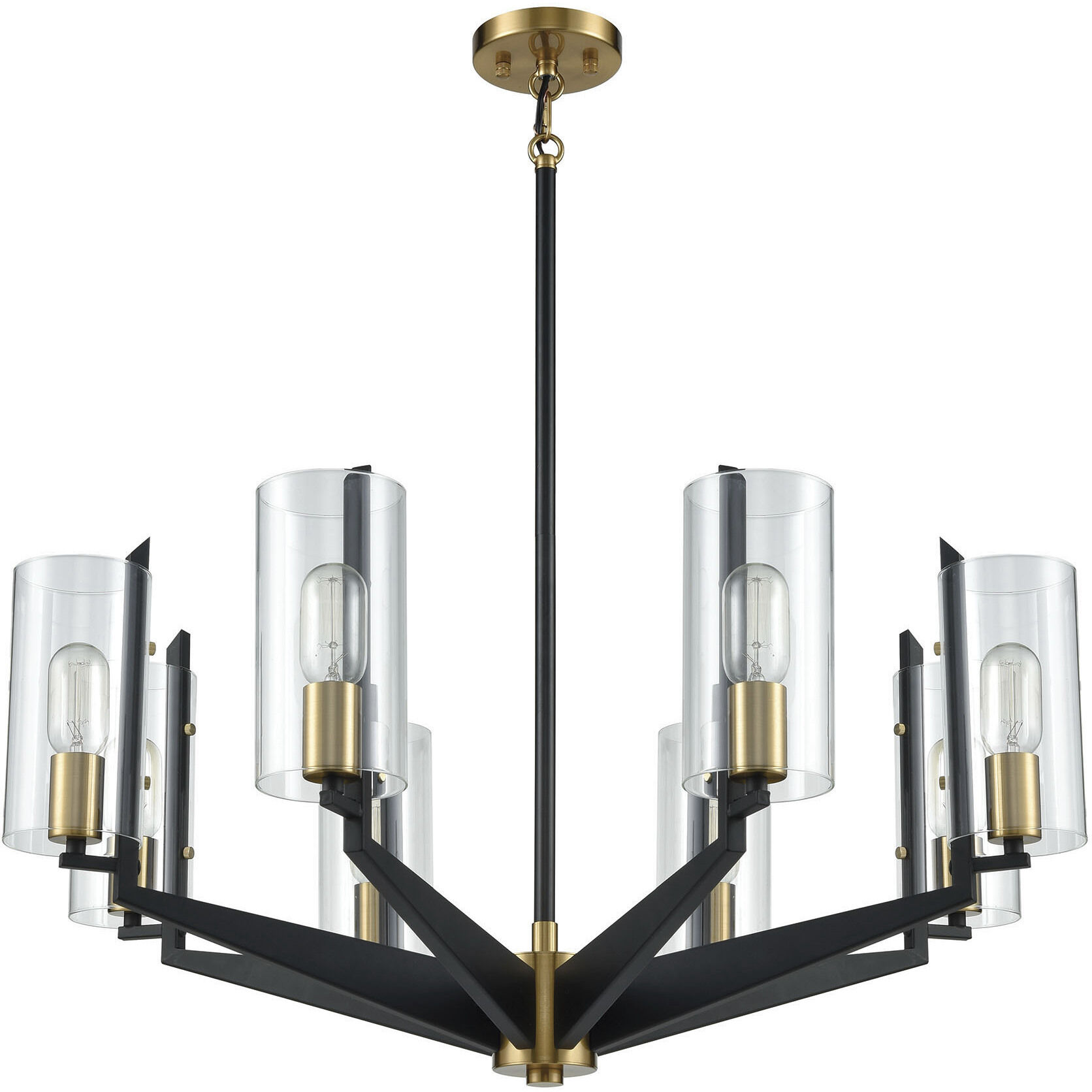 Blakeslee 8 Light 33 inch Matte Black with Satin Brass Chandelier Ceiling Light