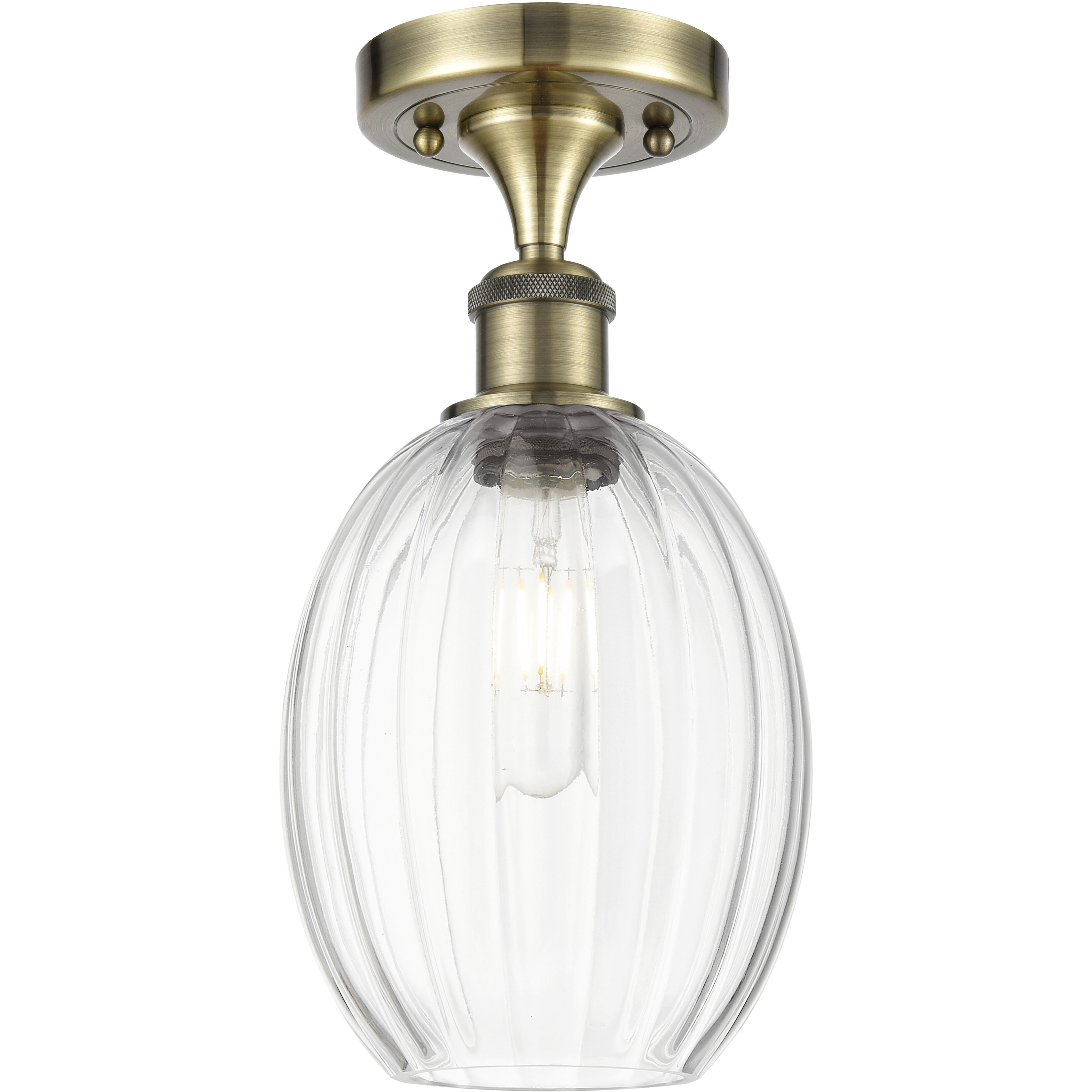 Ballston Preston 1 Light 6.25 inch Antique Brass Semi-Flush Mount Ceiling Light in Clear