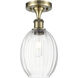 Ballston Preston 1 Light 6.25 inch Antique Brass Semi-Flush Mount Ceiling Light in Clear