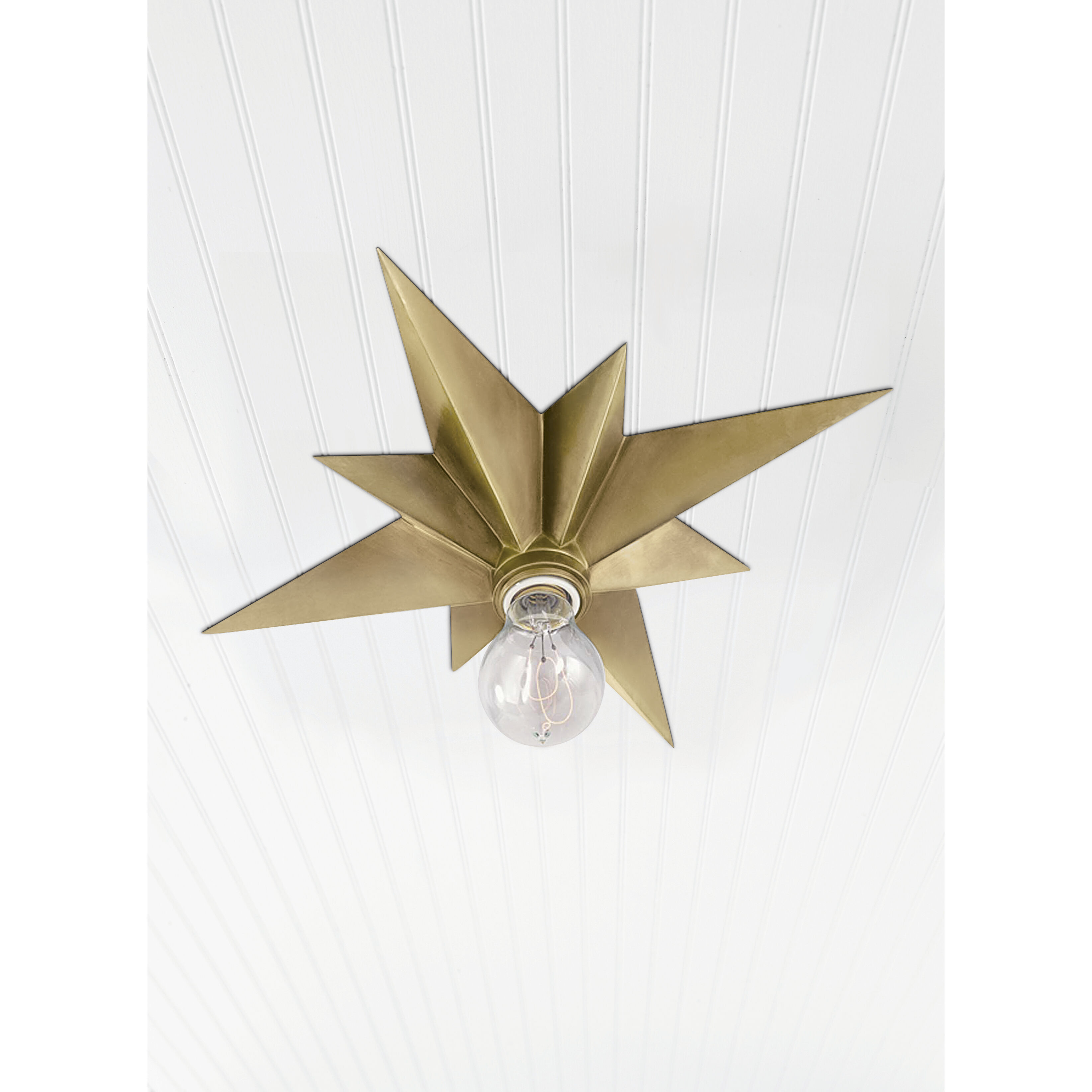 Eric Cohler Star 1 Light 14.5 inch Hand-Rubbed Antique Brass Flush Mount Ceiling Light