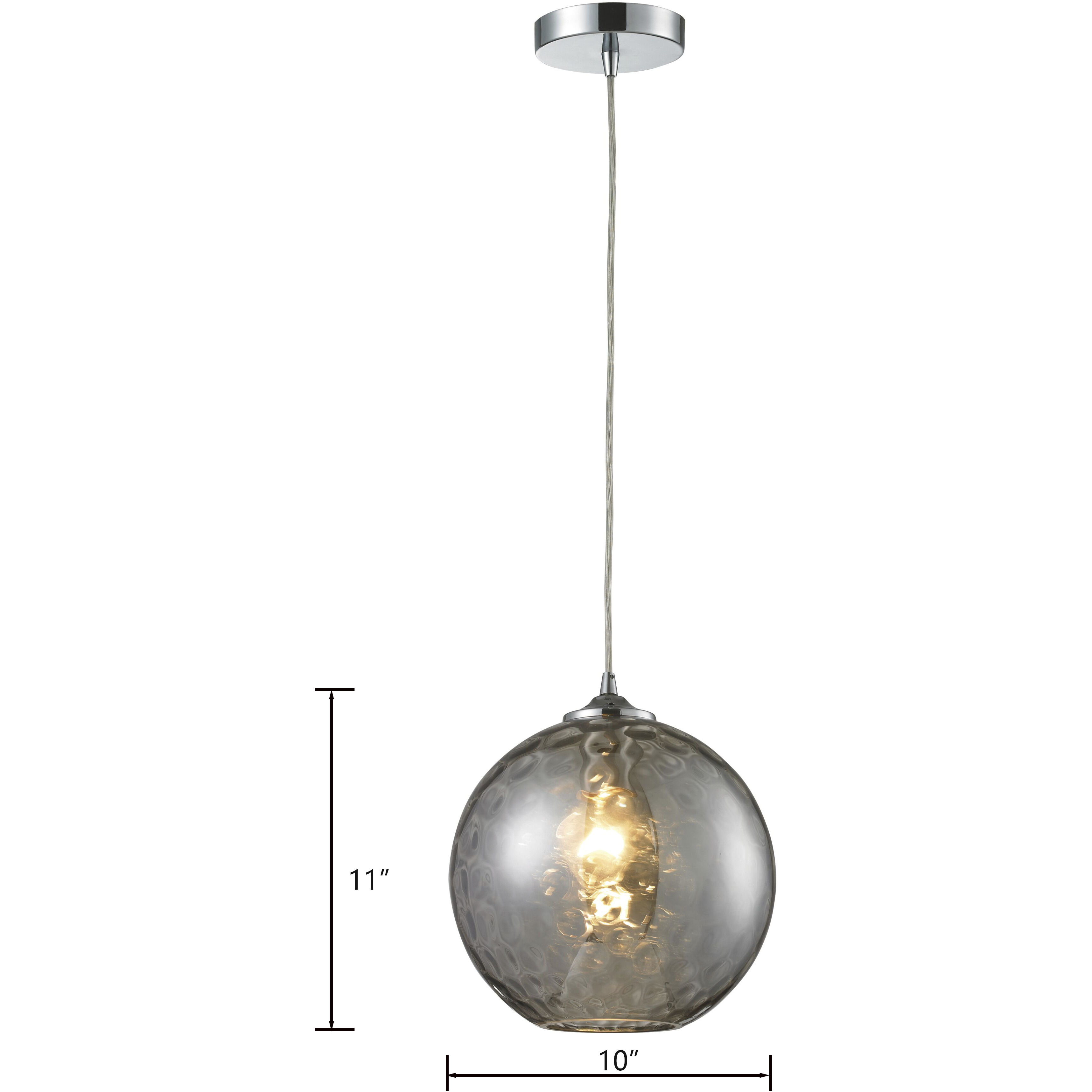 Watersphere 1 Light 10 inch Smoke with Polished Chrome Mini Pendant Ceiling Light