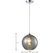Watersphere 1 Light 10 inch Smoke with Polished Chrome Mini Pendant Ceiling Light
