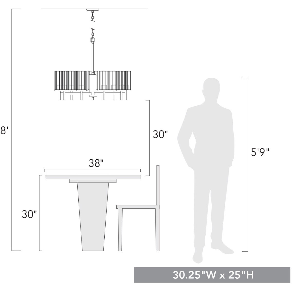Winslett 9 Light 30 inch Matte Black Chandelier Ceiling Light, Large