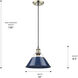 Yep Orwell 1 Light 10 inch Aged Brass Pendant Ceiling Light in Navy, Medium