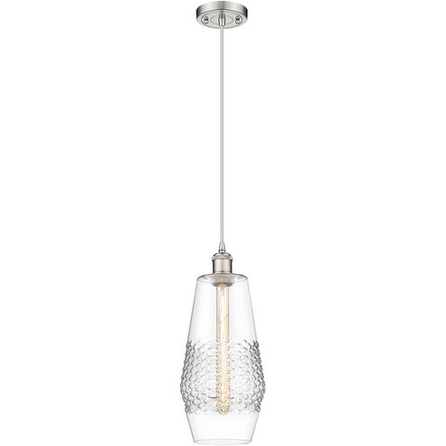 Ballston Windham LED 7 inch Brushed Satin Nickel Mini Pendant Ceiling Light in Clear Glass