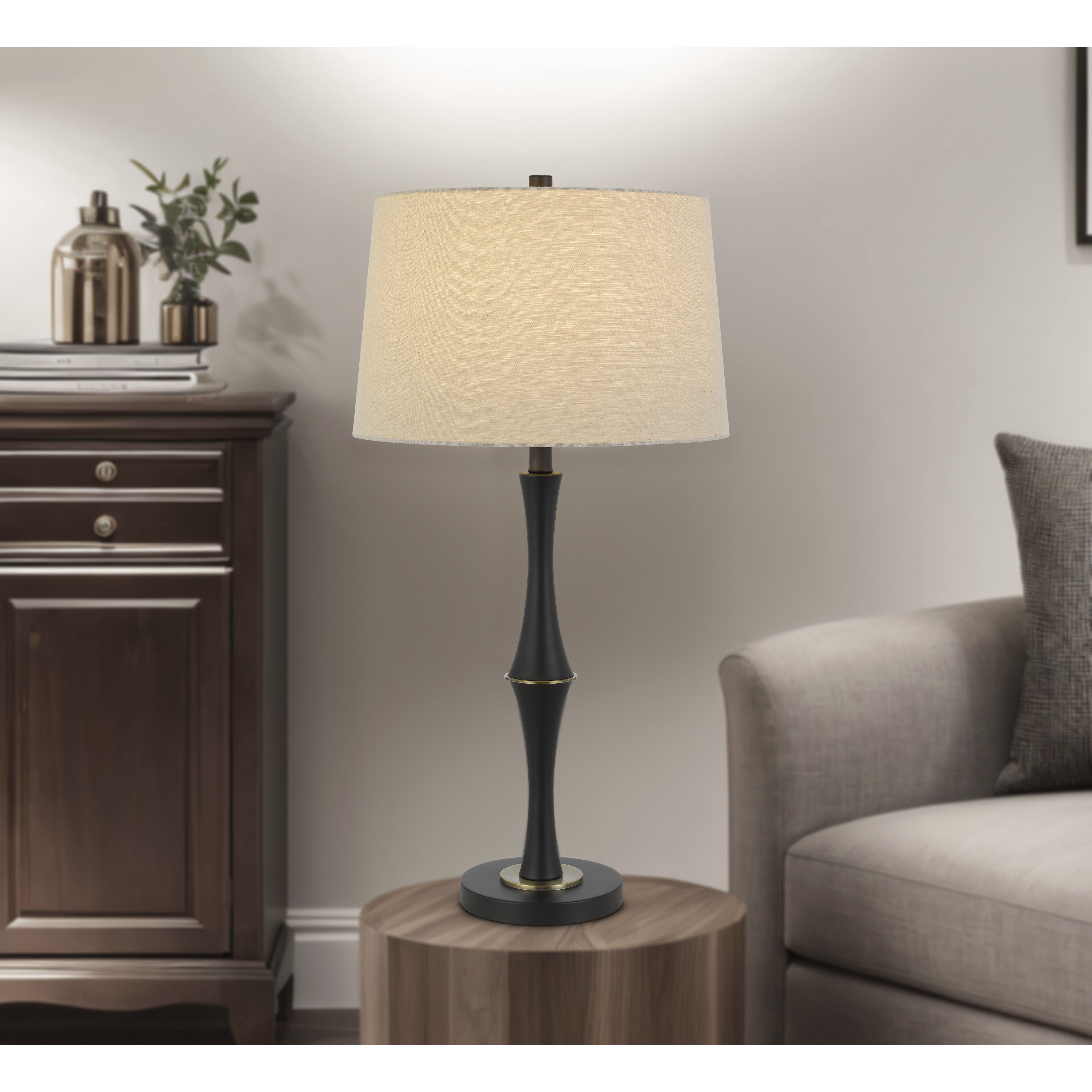 Salter 31 inch 150 watt Matte Black and Antique Brass Table Lamp Portable Light