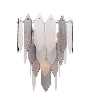 Stratus 3 Light 14.6 inch Chrome Frame Smoke and Frosted Glass Wall Sconce Wall Light