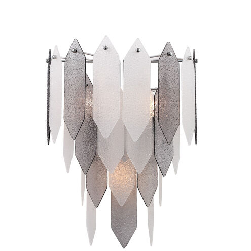 Stratus 3 Light 14.6 inch Chrome Frame Smoke and Frosted Glass Wall Sconce Wall Light