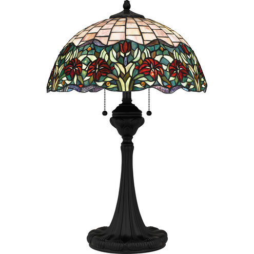 Venice 27.5 inch 100.00 watt Matte Black Table Lamp Portable Light, Tiffany
