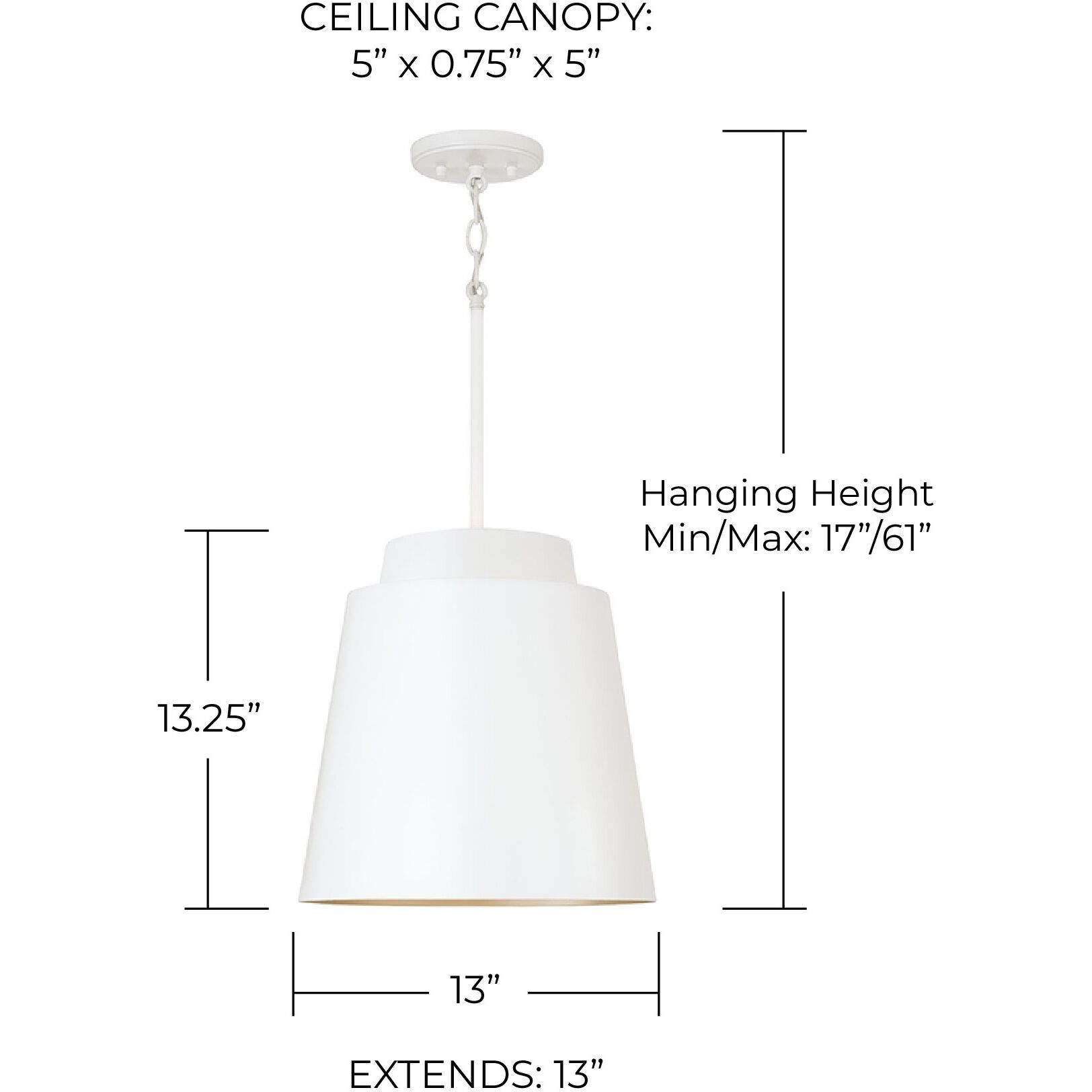Pratt 1 Light 13 inch Matte White Pendant Ceiling Light