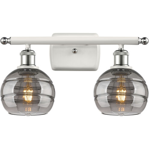 Ballston Rochester 2 Light 15.88 inch White Polished Chrome Bath Vanity Light Wall Light