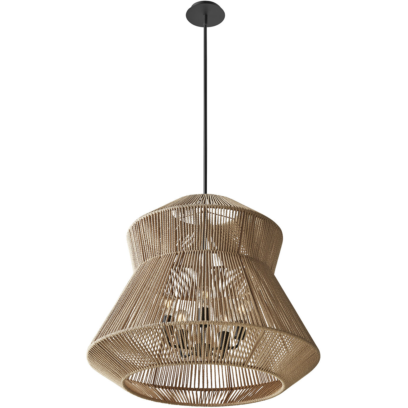 Eco LED 30 inch Matte Black Pendant Ceiling Light in Natural