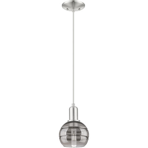 Arcadia Rochester 1 Light 5.88 inch Brushed Satin Nickel Mini Pendant Ceiling Light