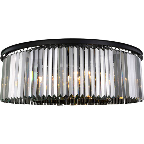 Sydney 10 Light 44 inch Matte Black Flush Mount Ceiling Light in Silver Shade, Urban Classic
