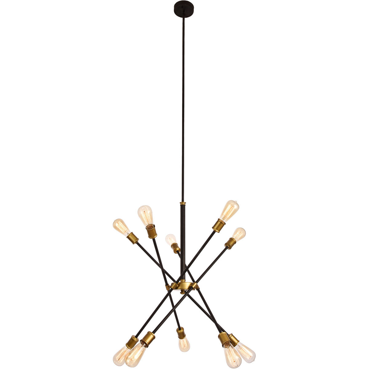 Axel 10 Light 27 inch Black and Brass Chandelier Ceiling Light