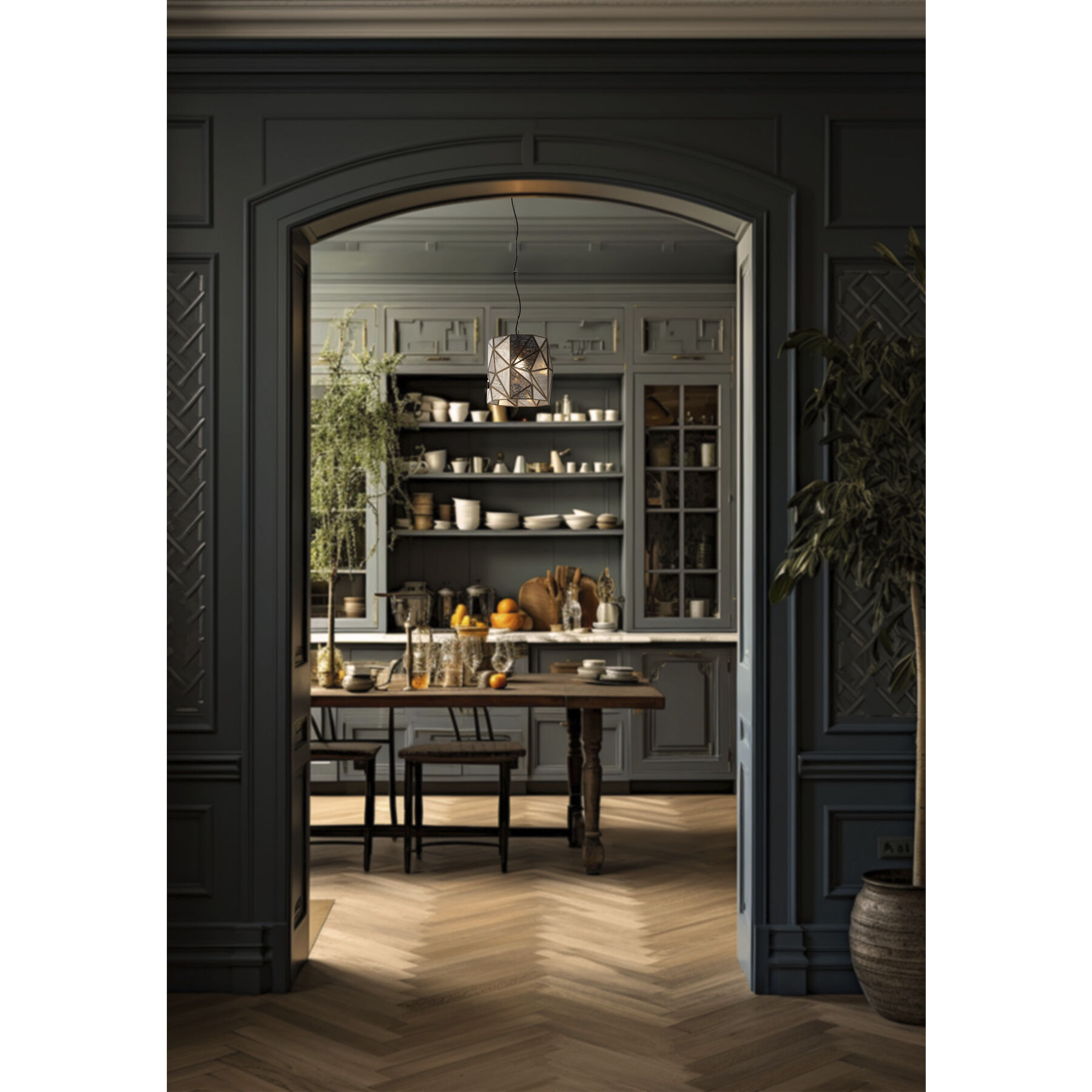 Geo-Gem 1 Light 13.2 inch Brass Antique Mini Pendant Ceiling Light