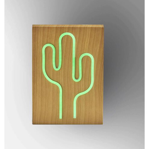 Wood Framed 9 inch 0.50 watt Natural Wood Grain on Plastic - Water Transfer Table/Wall Lamp Portable Light, Neon Cactus, Simplee Adesso