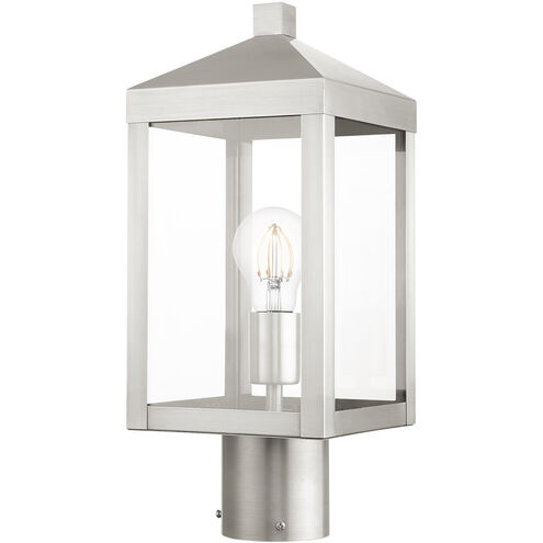 Nyack 1 Light 15 inch Brushed Nickel Outdoor Post Top Lantern