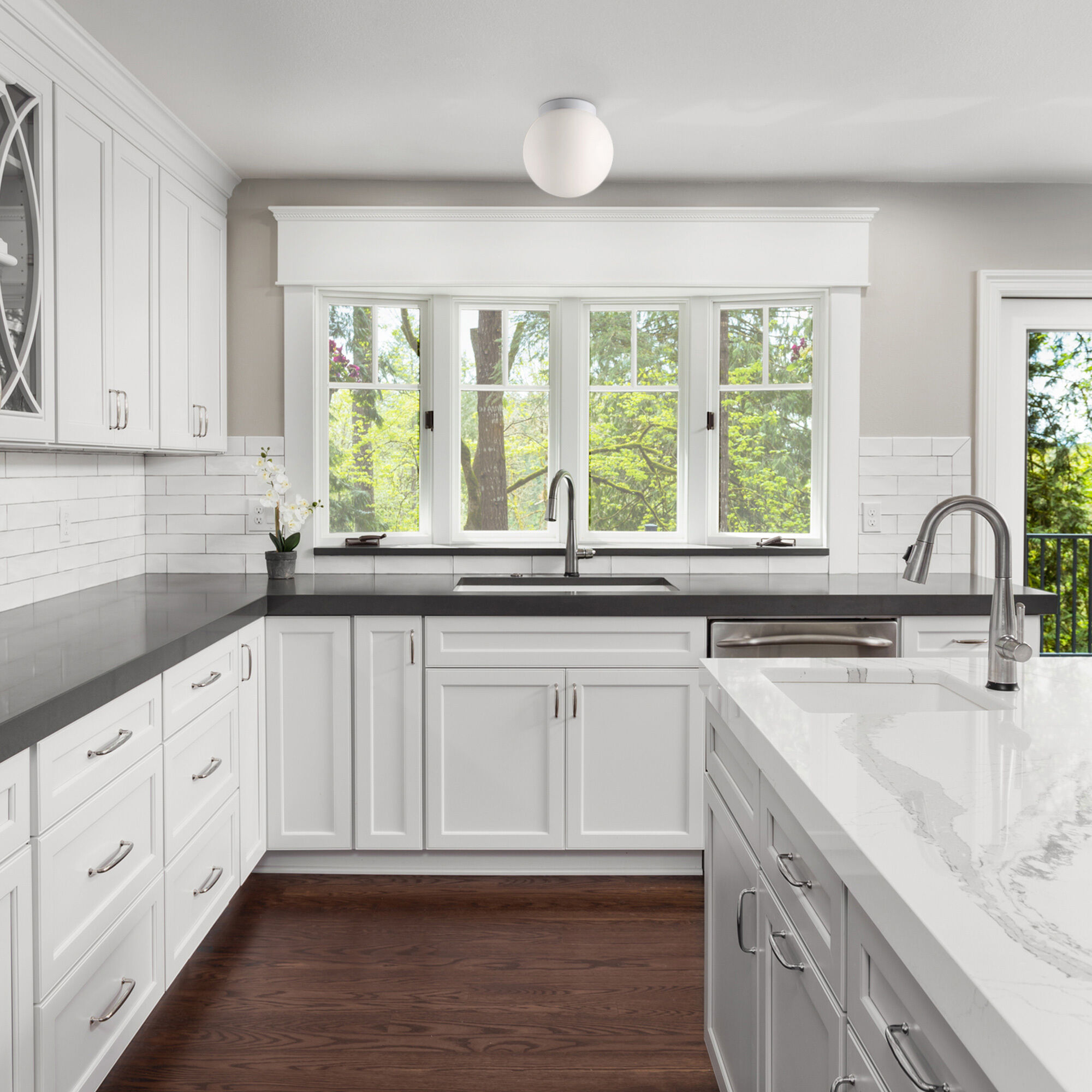 Niveous LED 9 inch White Flush Mount Ceiling Light in 2700K, dweLED