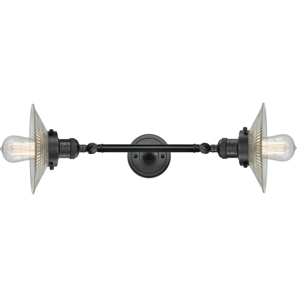 Franklin Restoration Halophane LED 18 inch Matte Black Bath Vanity Light Wall Light in Clear Halophane Glass, Franklin Restoration