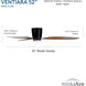 Ventiara 52 inch Coal with Distressed Koa Blades Flush Mount Indoor/Outdoor Ceiling Fan