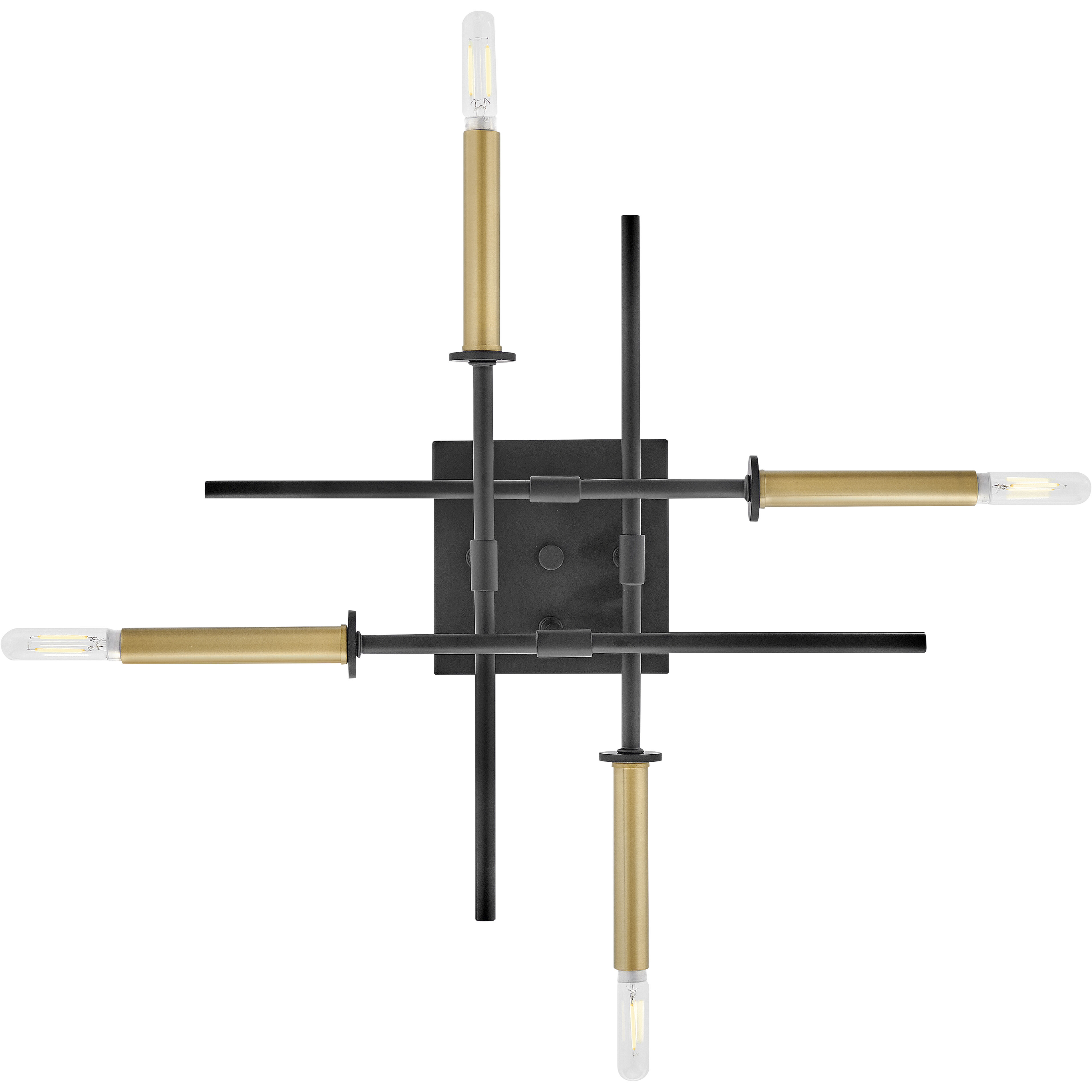 Hux 4 Light 20 inch Black with Lacquered Brass Semi-flush Mount Ceiling Light