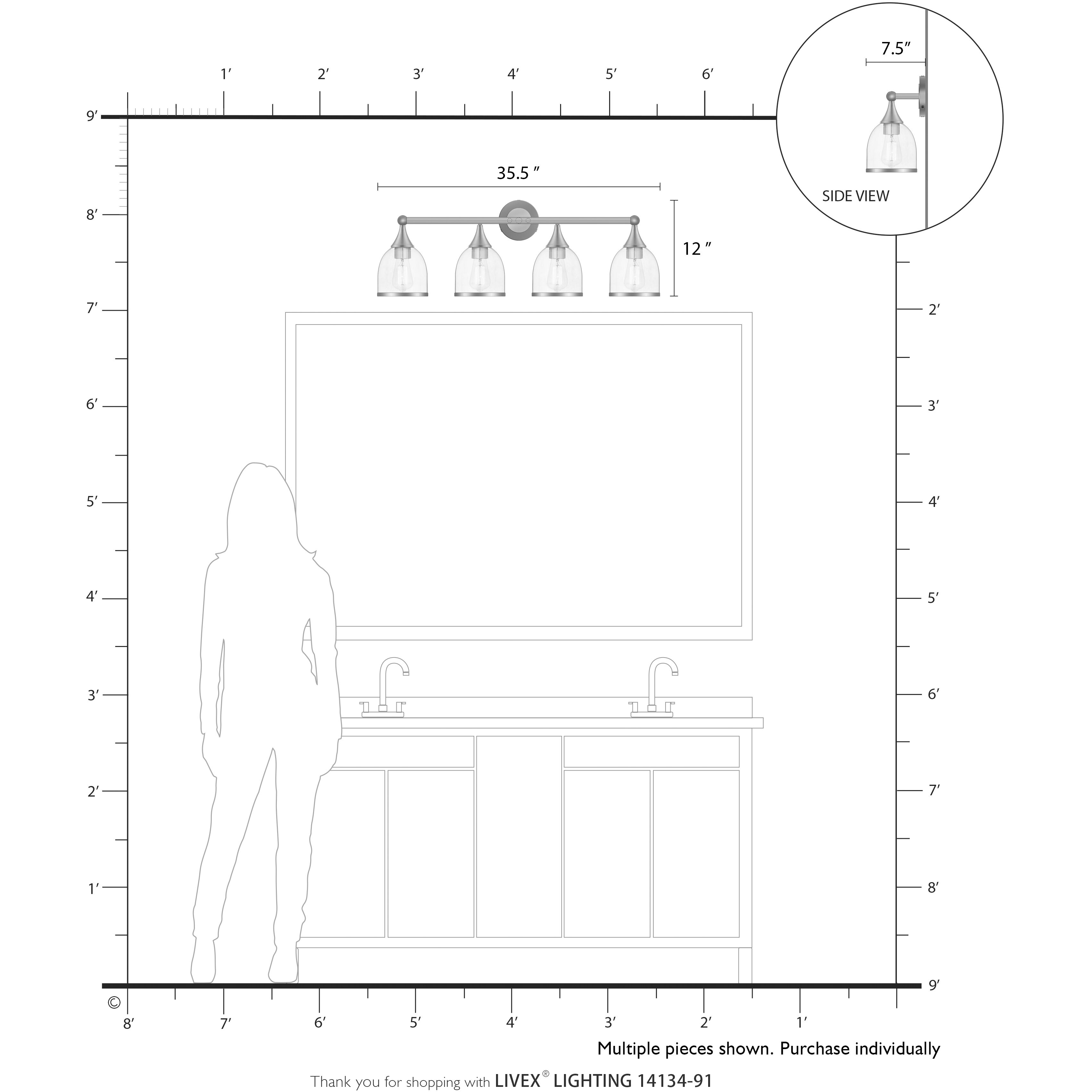 Ashridge 4 Light 35.75 inch Brushed Nickel Vanity Wall Sconce Wall Light
