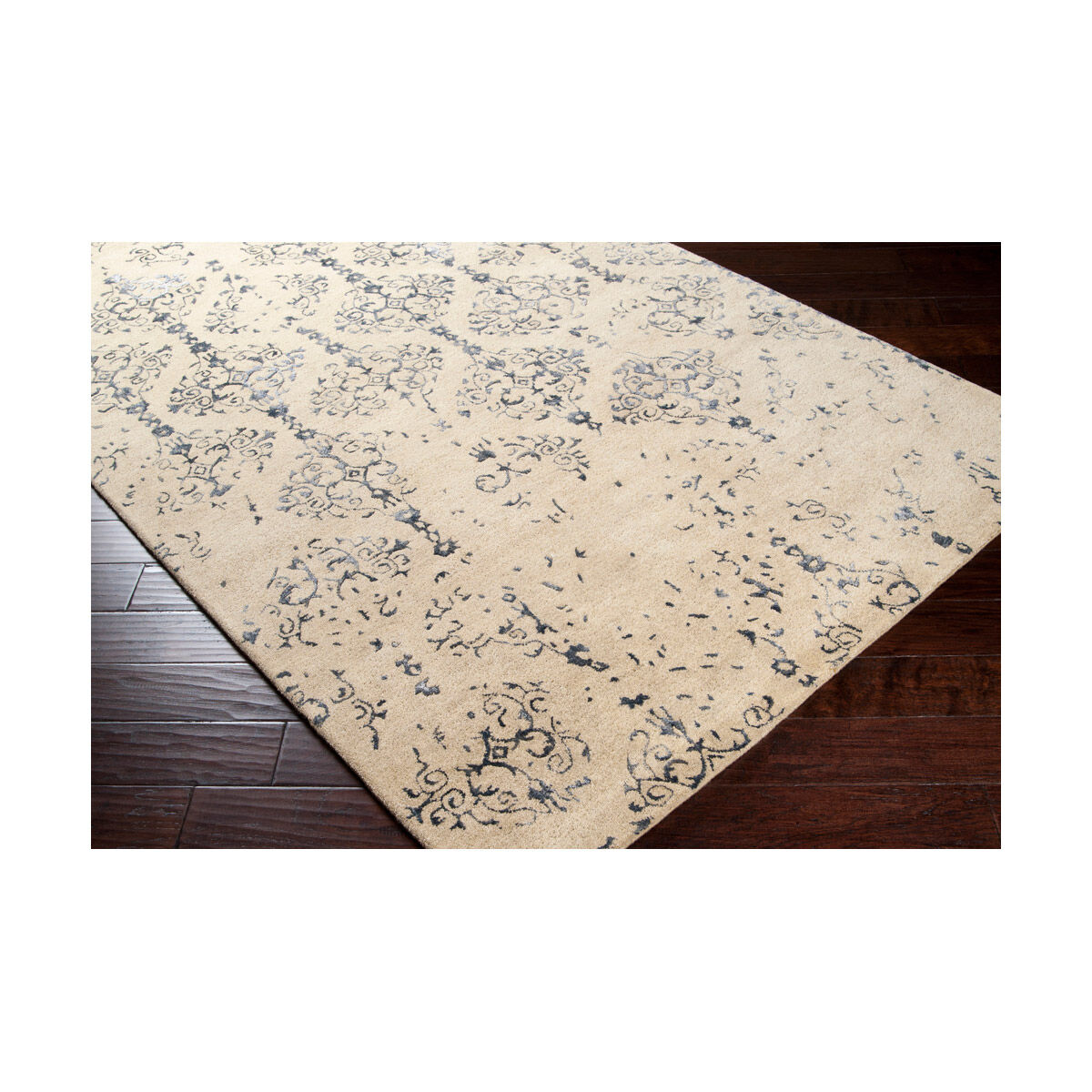 Banshee 96 X 30 inch Blue and Neutral Runner, Wool and Viscose