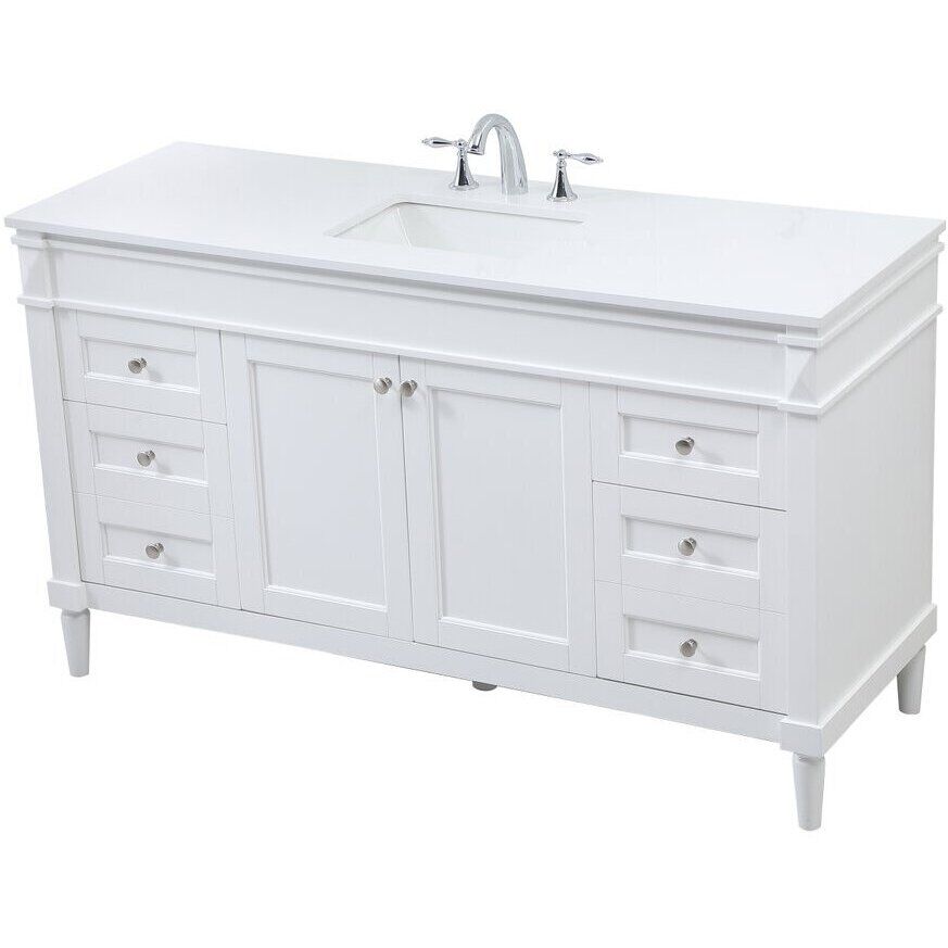 Bennett 60 X 21 X 35 inch White Vanity Sink Set