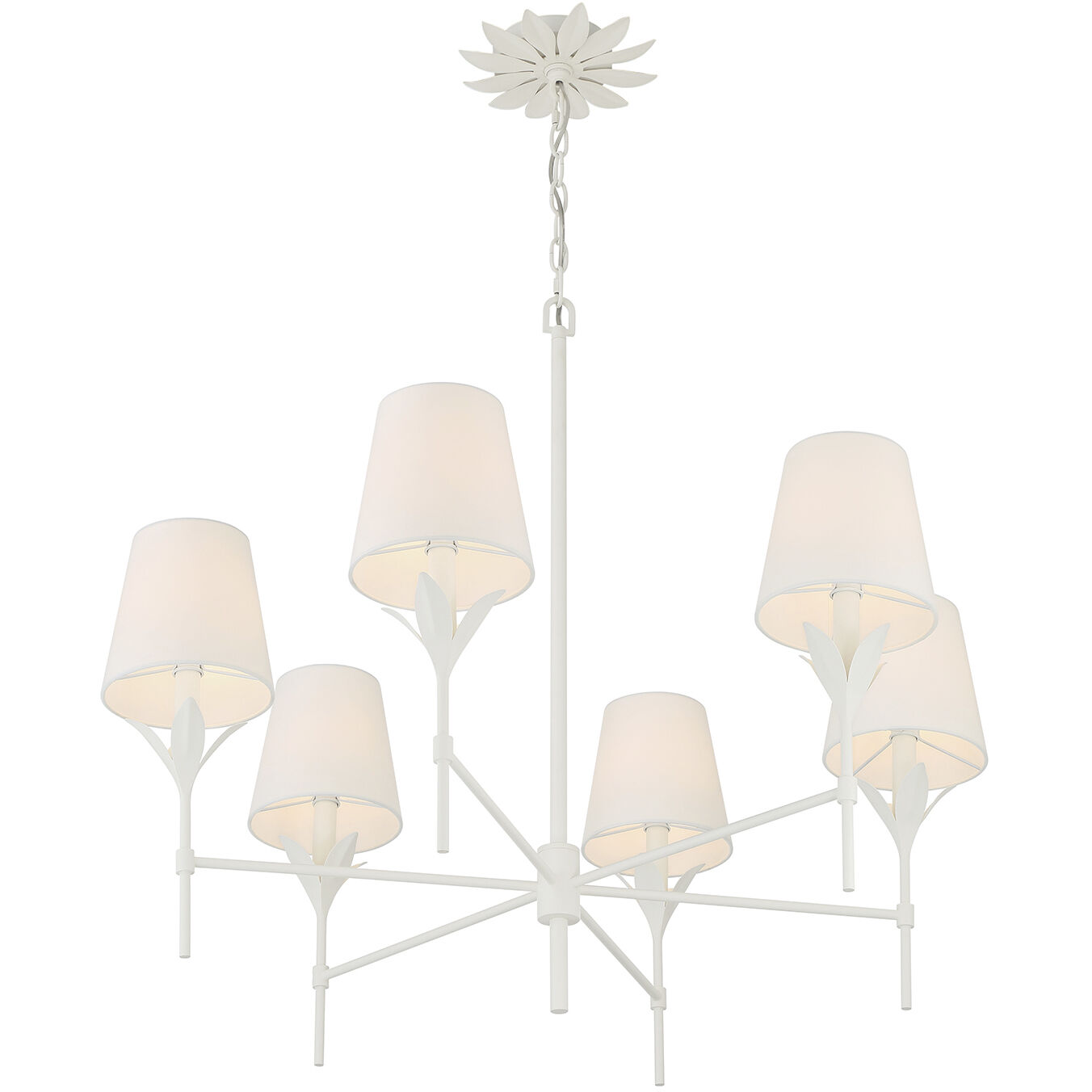 Broche 6 Light 32 inch Matte White Chandelier Ceiling Light