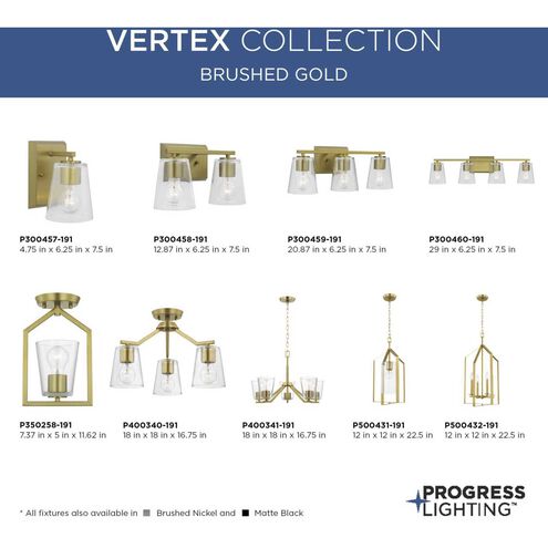 Vertex 1 Light 4.75 inch Brushed Gold Bath Light Wall Light