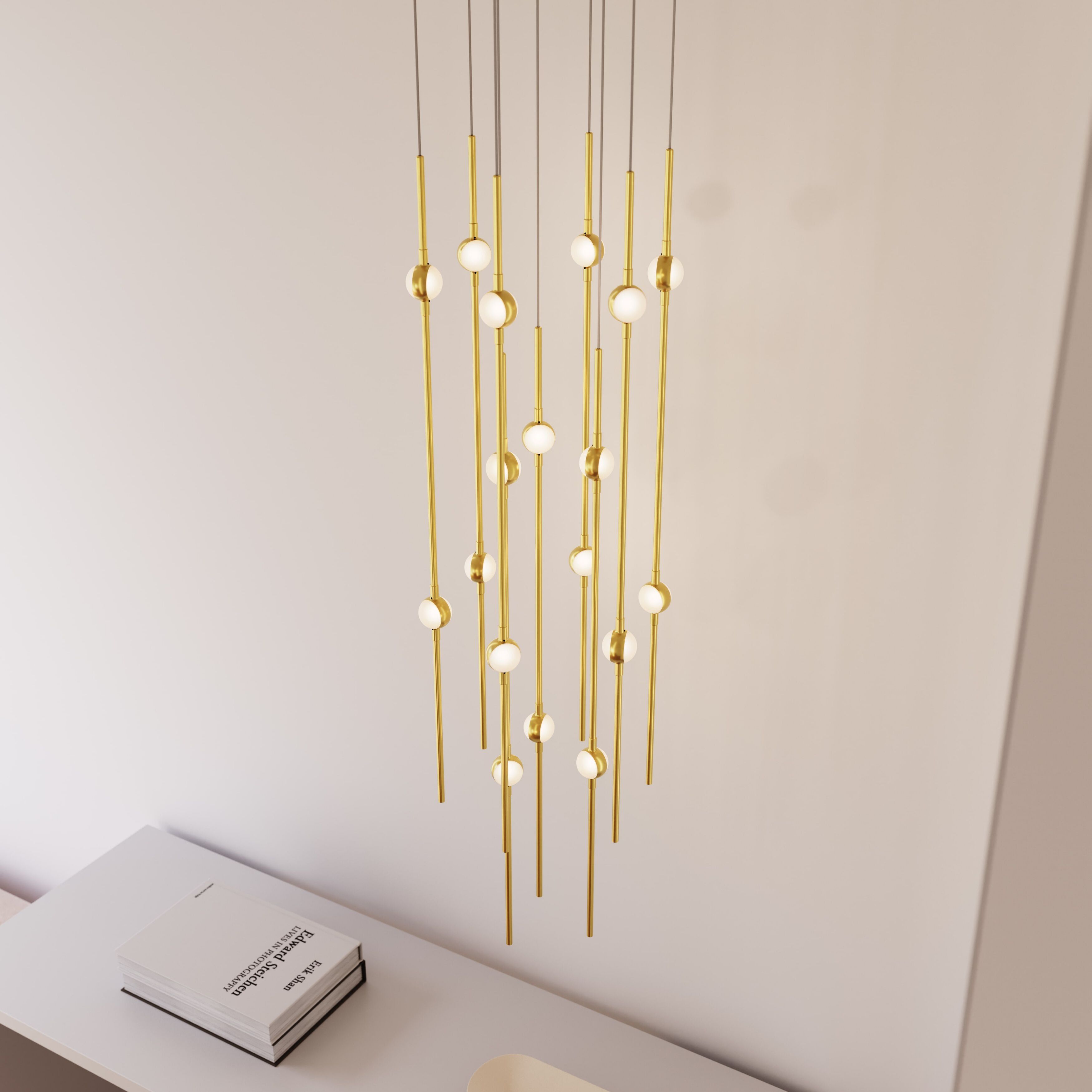 Constellation Aries LED 11.5 inch Satin Brass Pendant Ceiling Light in 3000K, 20 ft. Cord, White Optical Acrylic
