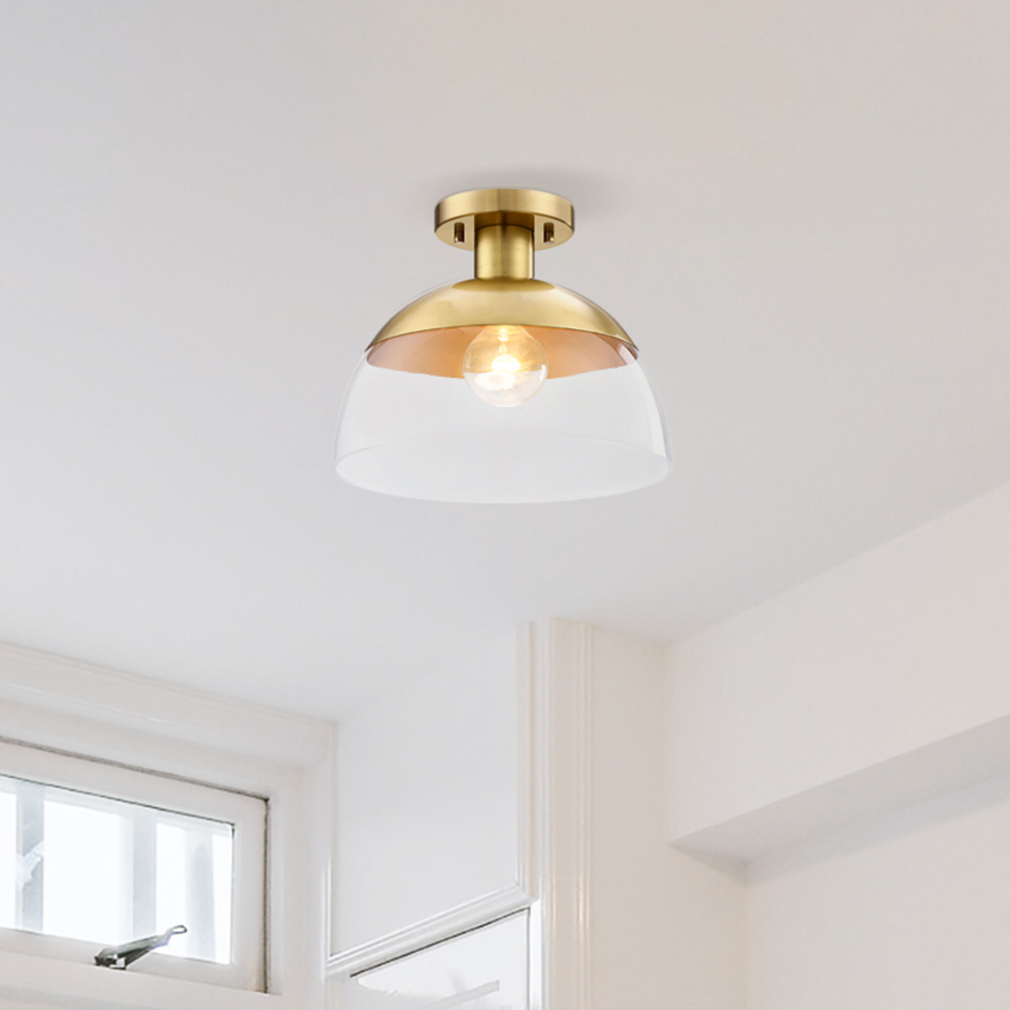 Rey 1 Light 13 inch Brushed Gold Semi Flush Mount Ceiling Light