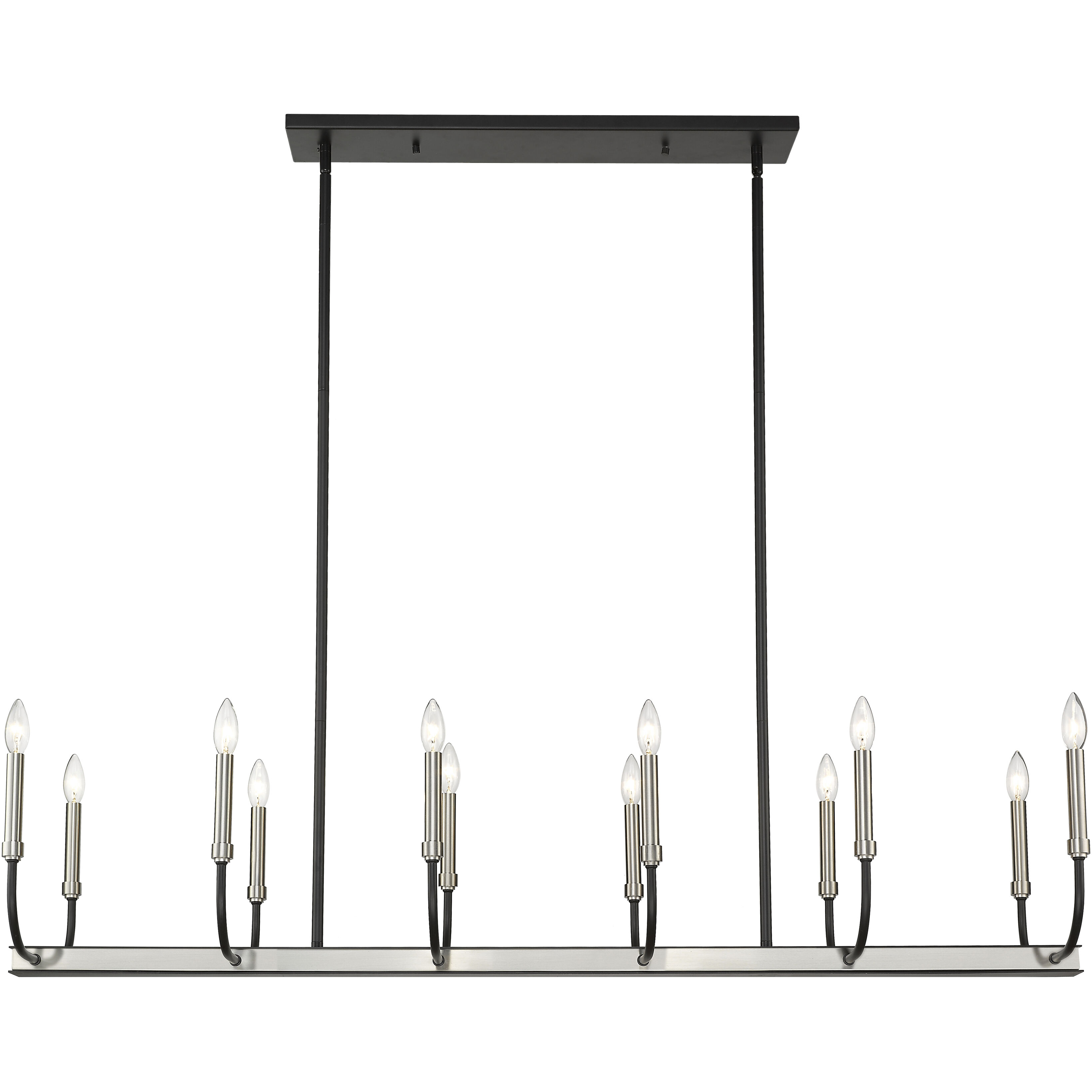Haylie 12 Light 56 inch Matte Black and Brushed Nickel Linear Chandelier Ceiling Light