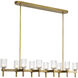 Lucian 10 Light 51.5 inch Vintage Brass/Clear Crystal Linear Pendant Ceiling Light in Clear Glass