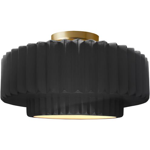 Radiance LED 16.5 inch Gloss Black and Brushed Brass Semi Flush Ceiling Light