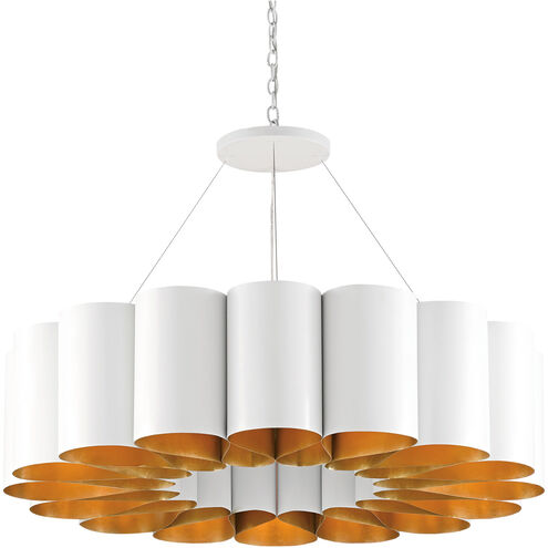 Chauveau 16 Light 47 inch Pearl White/Contemporary Gold Leaf Chandelier Ceiling Light 