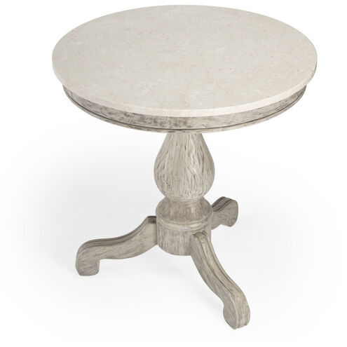 Danielle Marble 24" Pedestal Side Table in Gray