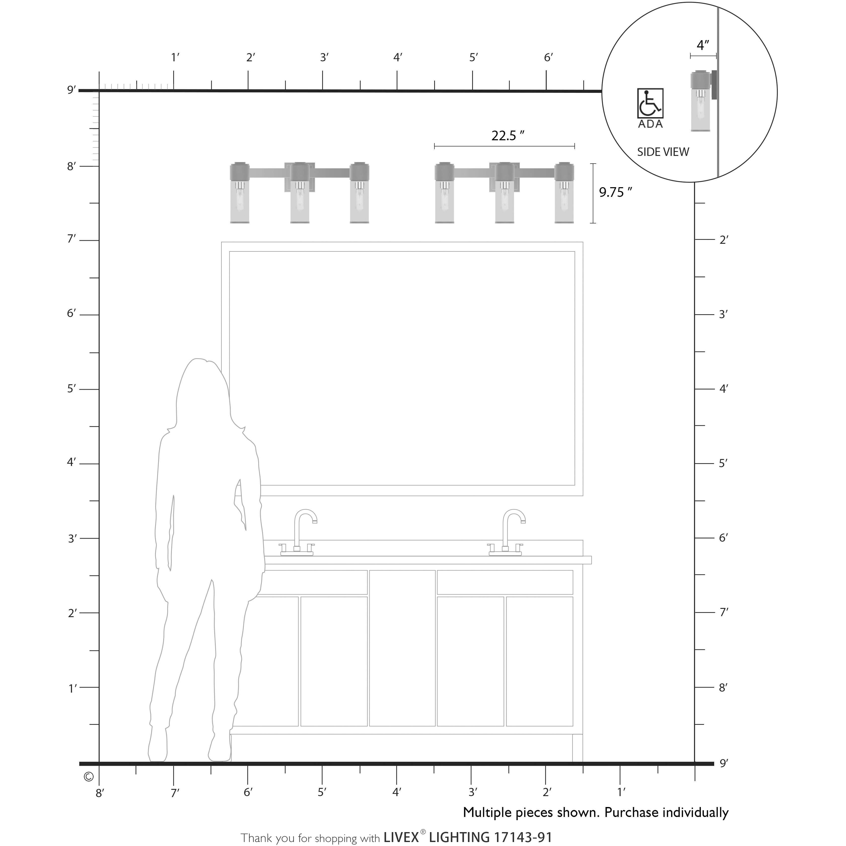 Quincy 3 Light 22.5 inch Brushed Nickel Vanity Wall Sconce Wall Light