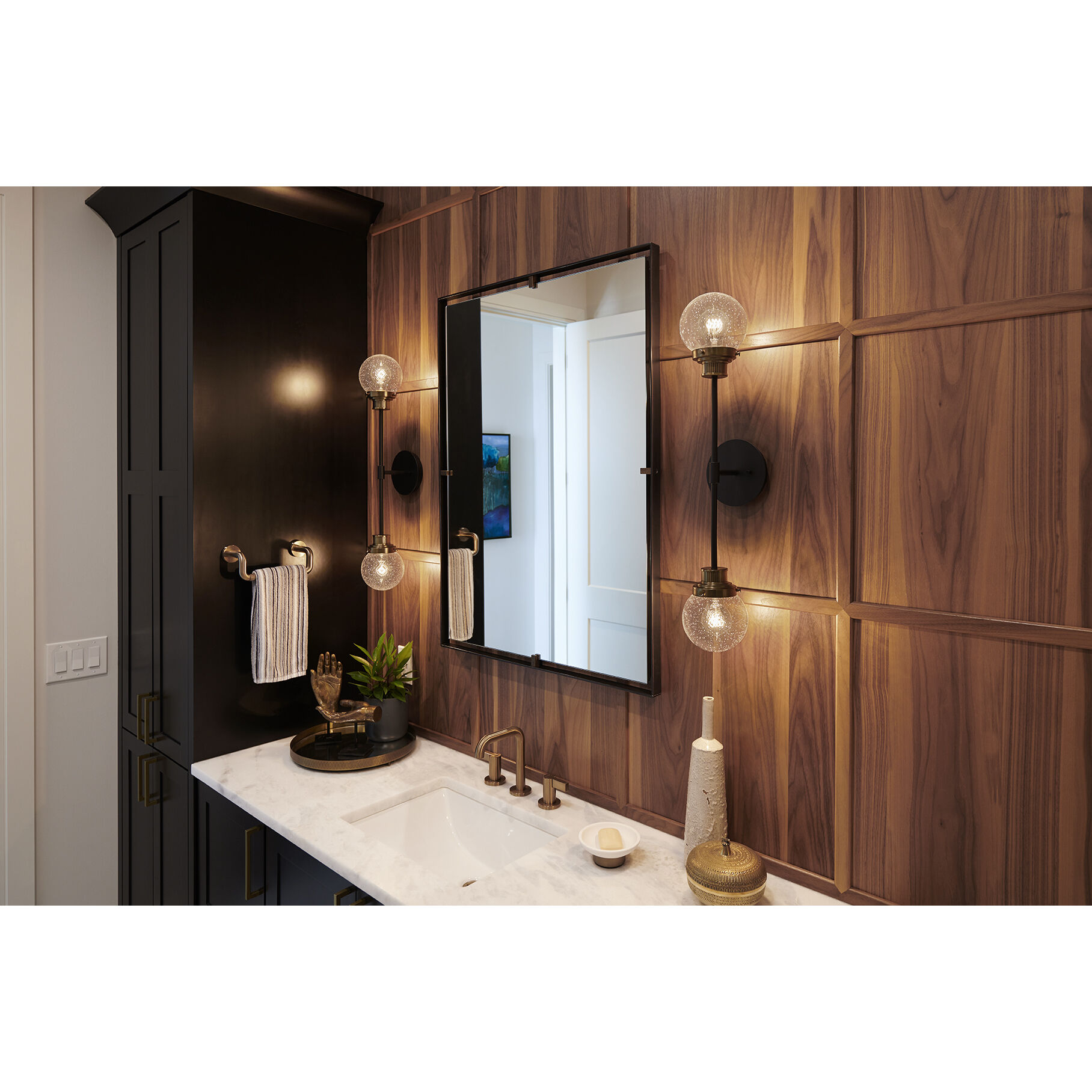 Poppy 2 Light 5.5 inch Black with Heritage Brass Indoor Wall Sconce Wall Light