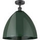 Ballston Plymouth Dome LED 16 inch Matte Black Semi-Flush Mount Ceiling Light in Matte Green
