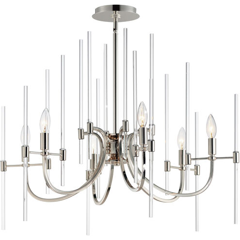 Divine 6 Light 30 inch Polished Nickel Chandelier Ceiling Light